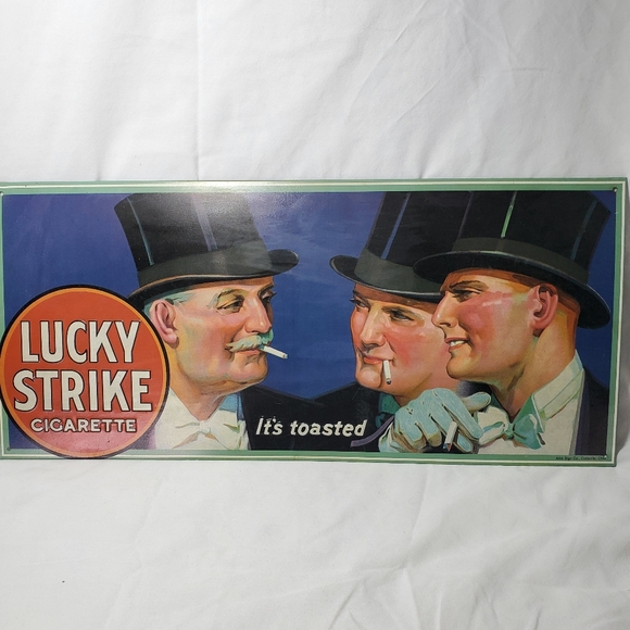 Lucky Strike Cigarette It's Toasted Vintage Embossed Metal Sign Retro USA